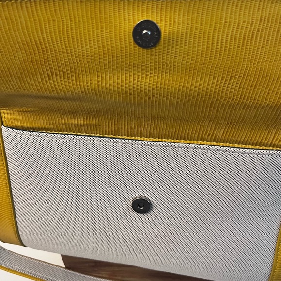 Ted Lapidus Buttery Yellow Leather and Cloth Handbag - Picture 7 of 11